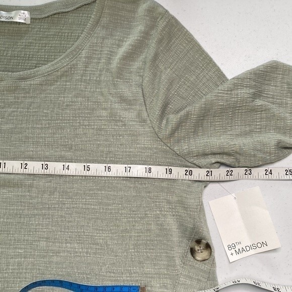 89th & Madison Asymmetrical Gauze Pullover Top 3/4 Sleeve Textured Soft Stretchy - Picture 13 of 15